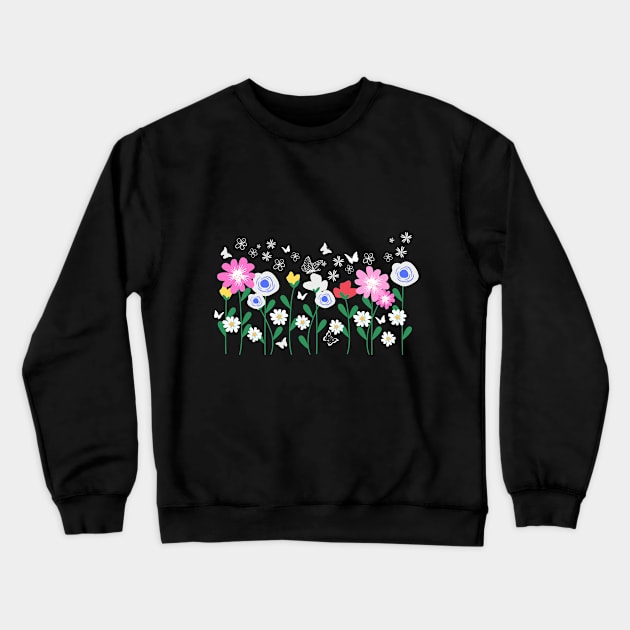 Flower Face Mask, Flower and Butterfly Face Mask, Floral Face Mask. Crewneck Sweatshirt by DakhaShop